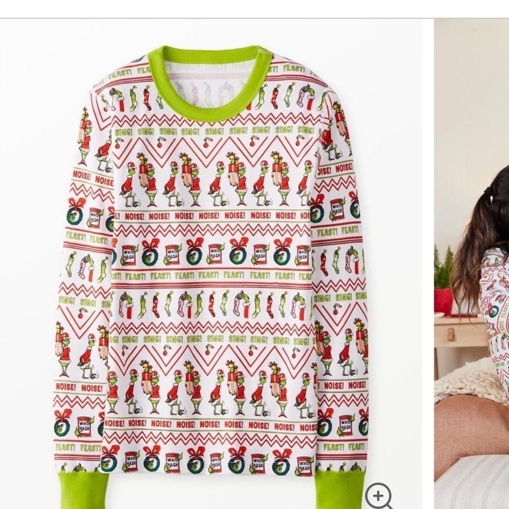 Hanna Andersson Dr. Seuss Grinch Adult Unisex Long John Pajama Set